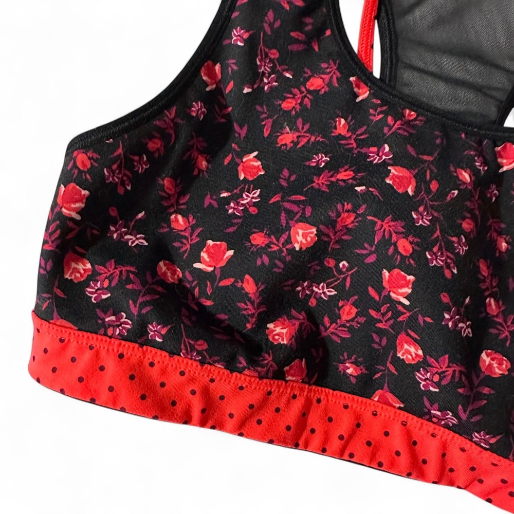 Floral Sports Bra‎ Medium Support Racerback Activewear Size Large - Picture 3 of 9